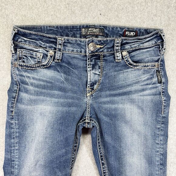 Silver Tuesday Capri Jeans Women’s 31x23 Medium Wash Fluid Denim Straight - Picture 6 of 16